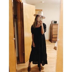 DOEN Black Cotton Eyelet Dress Size Small